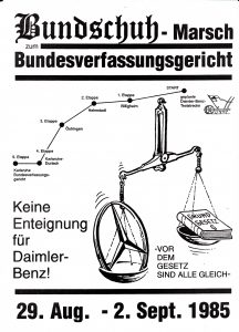 Aufruf zum Marsch nach Karlsruhe 1985. © Bundschuh e.V.