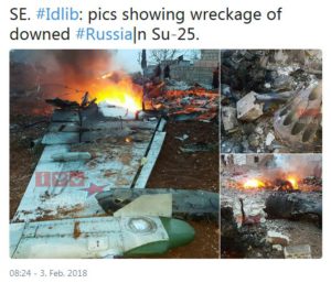 Wrack der über Idlib abgeschossenen Suchoi Su25 der Russischen Föderation.