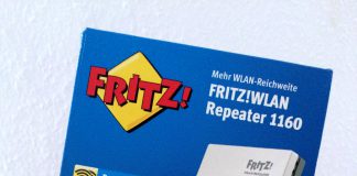 Der Fritz-WLAN-Repeater 1160 für die Vergrößerung der Reichweite des kabellosen Netzes
