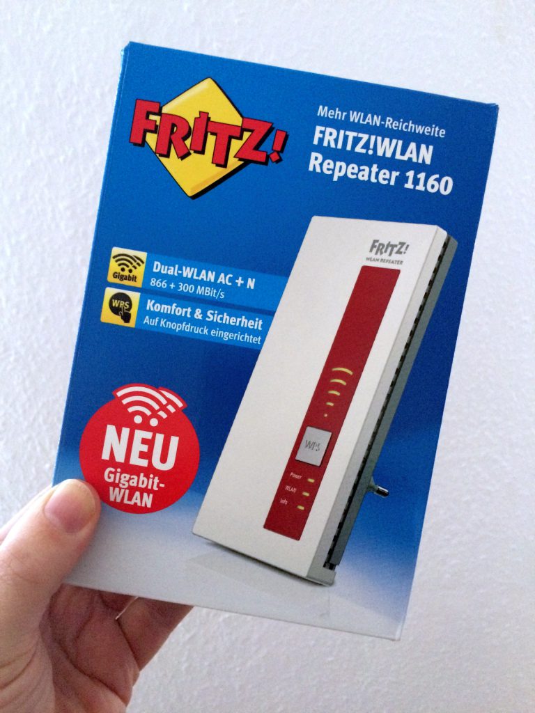 Der Fritz-WLAN-Repeater 1160 für die Vergrößerung der Reichweite des kabellosen Netzes