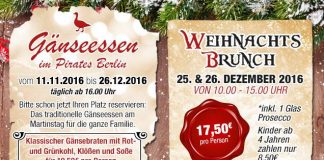 Gänseessen und Weihnachtsbrunch im Pirates Berlin