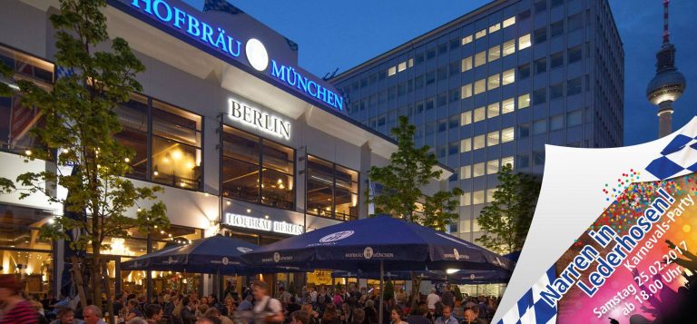 Erst „Narren in Lederhosen“ auf Berliner Karnevalsparty, dann Kinderbrunch-Faschingsparty – Feiern und futtern im Hofbräu Berlin