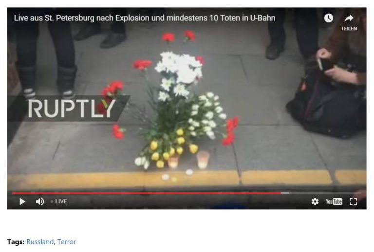 Tote und Verletzte nach Anschlag in Sankt Petersburg