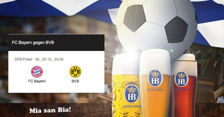 DFB-Pokal mit der Begegnung FC Bayern vesus BVB.