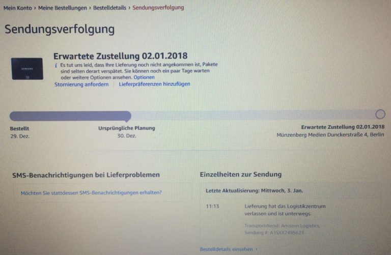 Amazon-Sendungsverfolgung