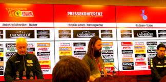 Nullnummer gegen den MSV Duisburg – 1. FC Union blickt weiter in den Abgrund Links der Trainer des 1. FC Union und rechts der des MSV Duisburg.