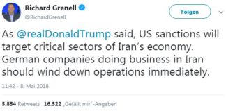 US-Botschafter Richard Grenell samt Besatzungssoldaten der USA aus der BRD ausweisen – Subito! US-Botschafter Richard Grenell erteilt Wirtschafts-Bossen in der BRD Befehle.