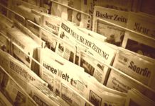 Presseschau in Deutschland – Eine Morgenrunde Umnachtung Zeitungen - Nachrichten und Informationen auf Papier an einem Kiosk.