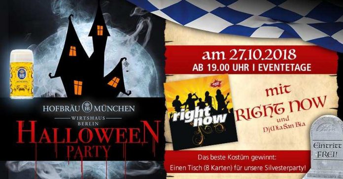 Halloween-Party am 27. Oktober 2018 im Hofbräu München, Wirtshaus Berlin.