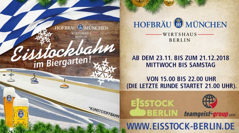 Ein wenig Winter und Sport – Eisstockschießen im Biergarten des Hofbräu München Wirtshaus Berlin