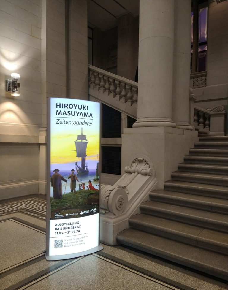 „Mönch am Meer“ und „Lebensstufen“ sowie Segelschiffe und -boote von Caspar David Friedrich oder Hinterleuchtete Digitalcollagen – Zur Ausstellungseröffnung „Zeitenwanderer“ von Hiroyuki Masuyama im Preußischen Herrenhaus in Berlin