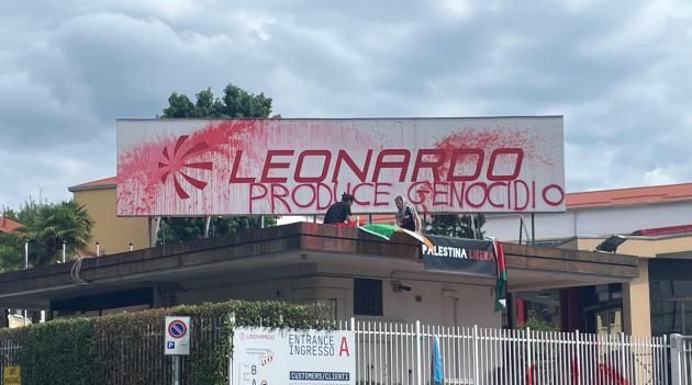 "Leonardo produce genocidio" Quelle: Arci, Contropianoa, 2025