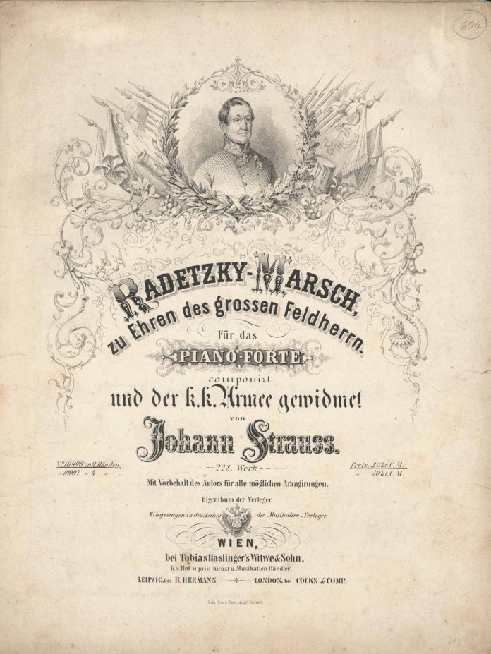 Johann Strauss (Vater), Radetzky-Marsch op. 228, Tobias Haslinger?s Witwe; Sohn, Wien 1848 Quelle: Stadt Wien, Rathaus-Korrespondenz
