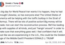 Terror- und Kriegspräsident Donald Trump verkündete „einen großen Tag für den Weltfrieden“ im Krieg