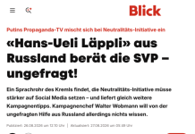Wenn es Hans-Ueli Läppli nicht geben würde, dann müßte man ihn erfinden – Zum Kampf um Neutralität und Pressefreiheit in der Schweizerischen Eidgenossenschaft