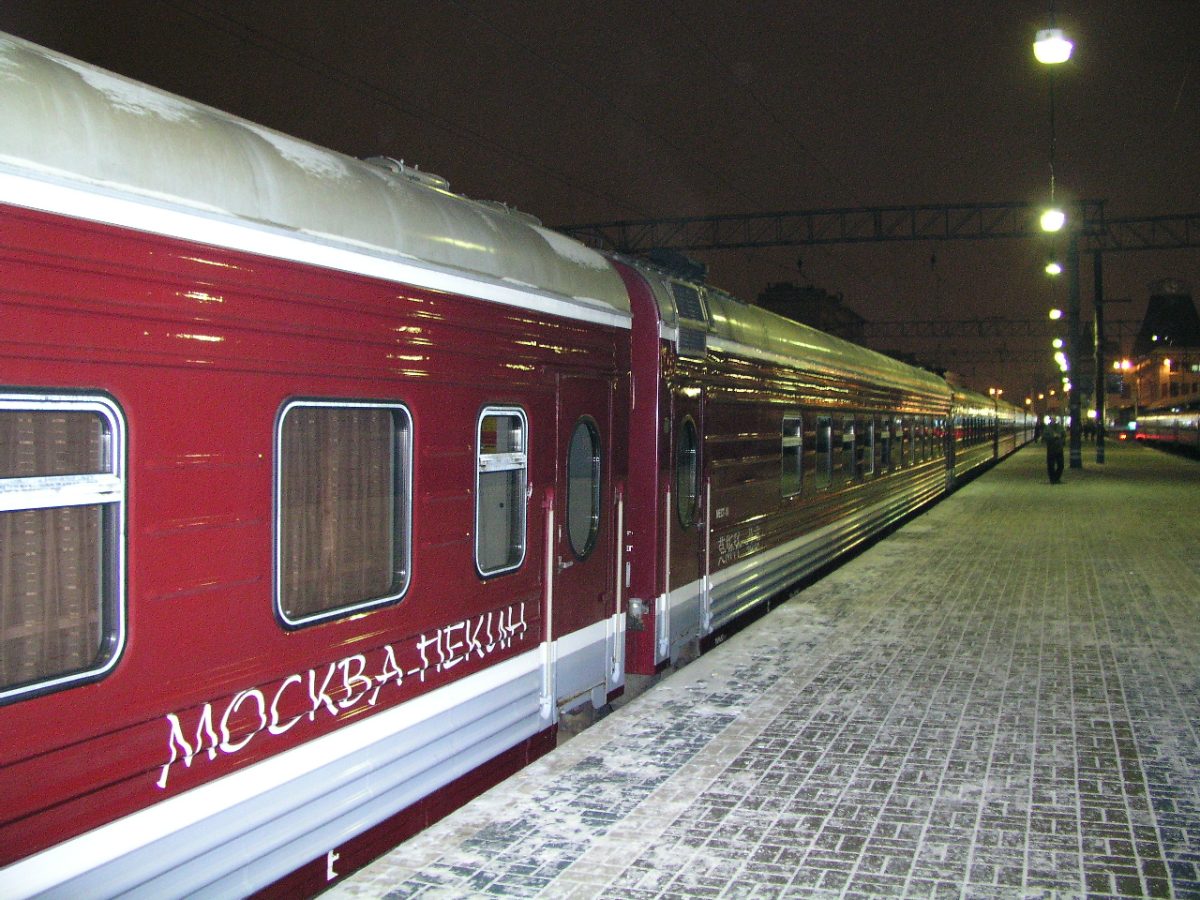 Der Moskau-Peking-Express vor der Abfahrt.